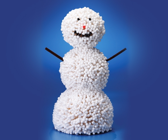 Snowman made out of Q-Tips.